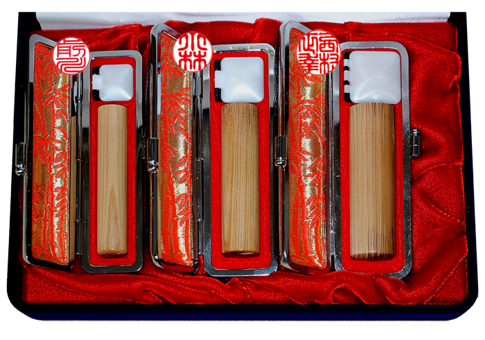 個人用 手彫り印鑑3本セット 神楽ひのき(かぐらひのき) 実印13.5mm×銀行印12mm×認印10.5mmケース付