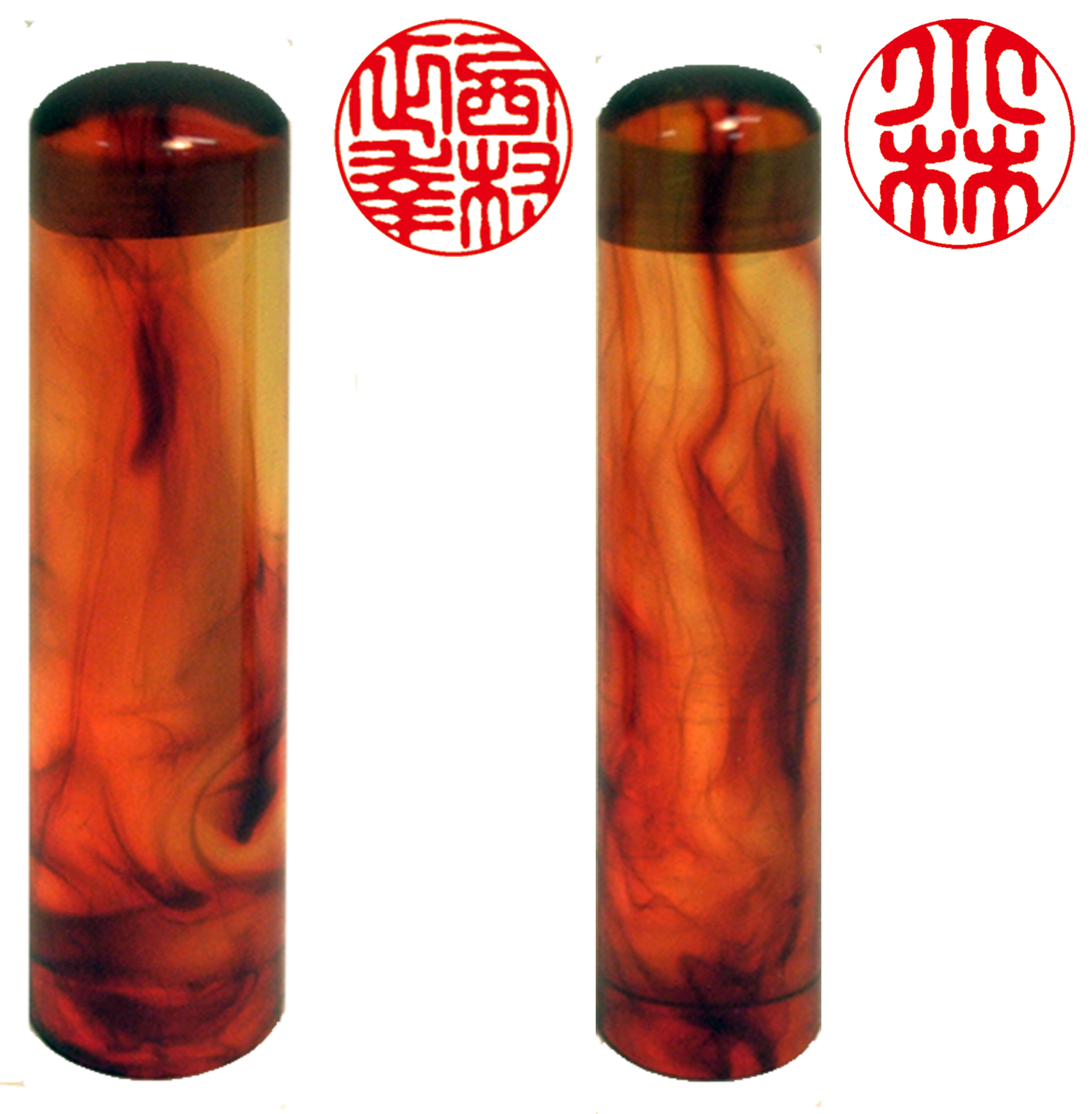 個人用 手彫り印鑑 ２本セット 琥珀 実印13.5mm+銀行印12mm【送料・代引き手数料無料】